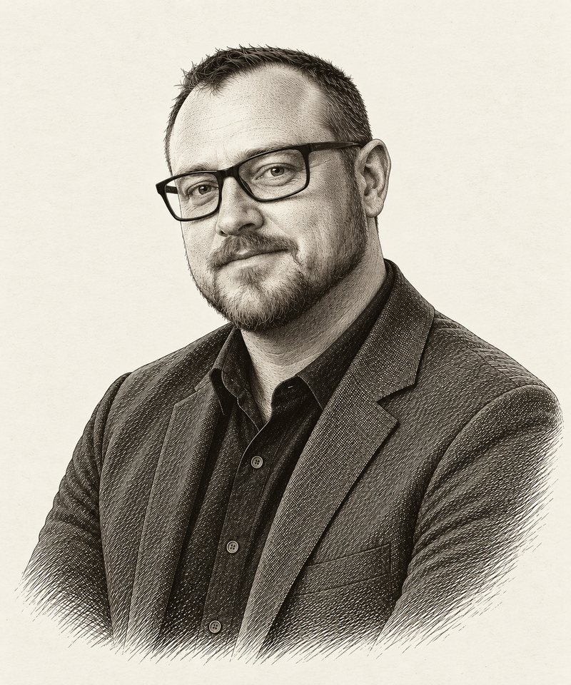 Engraved portrait of Zach Shallbetter